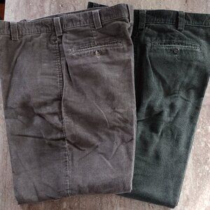 Pair LL Bean Corduroy Pants Brown W35 L30